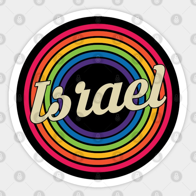 Israel - Retro Rainbow Style Sticker by MaydenArt